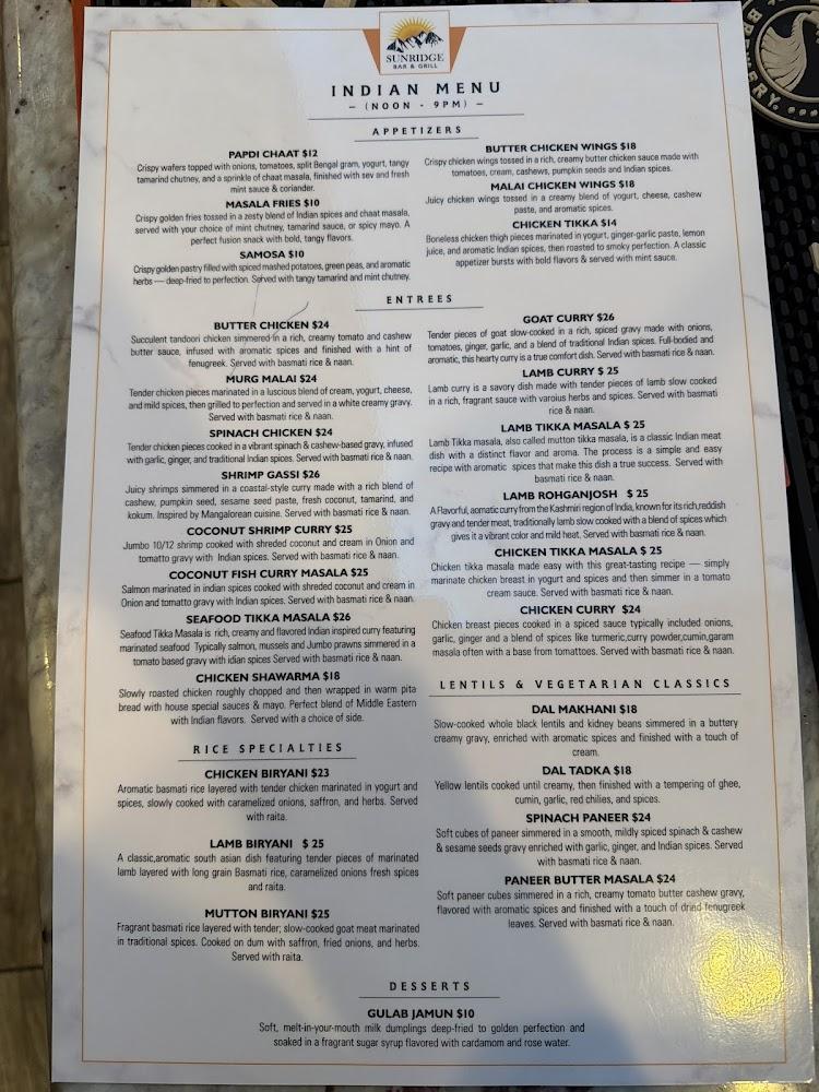 Sunridge Bar And Grill Menu image 2